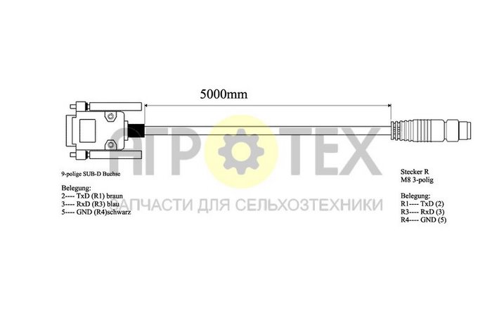 Чертеж GPS KPL 5m Sub-D M8 3-polig