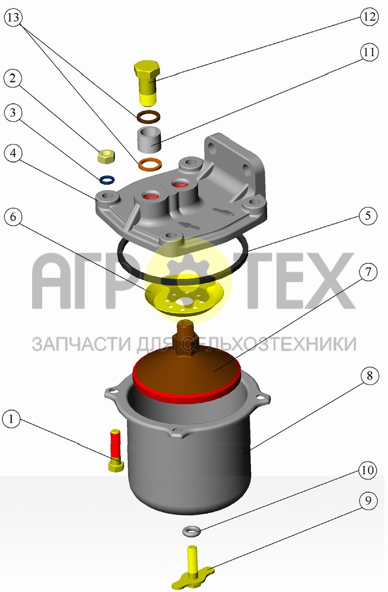 №5 (МТЗ-1221 - Фильтр топливный грубой очистки)