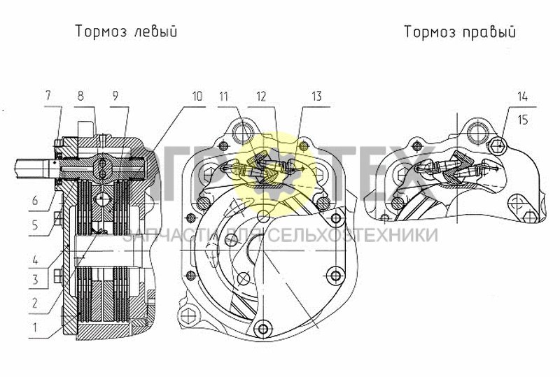 Тормоза рабочие (№2 на схеме)