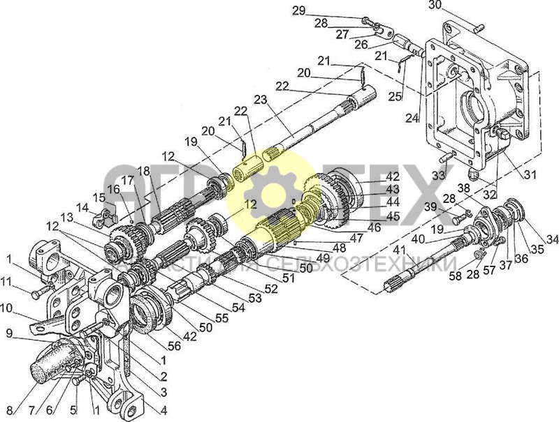 №55 (МТЗ-310, 320, 321 - Вал отбора мощности передний)